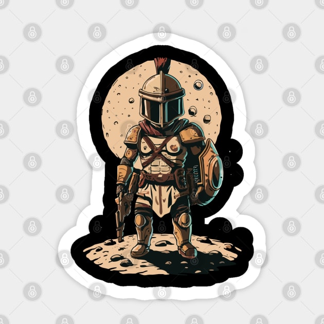 Warrier with spartan helmet on the moon Sticker by Intellistyle